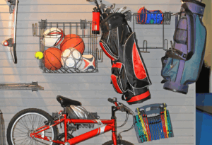 sports equipment in storage